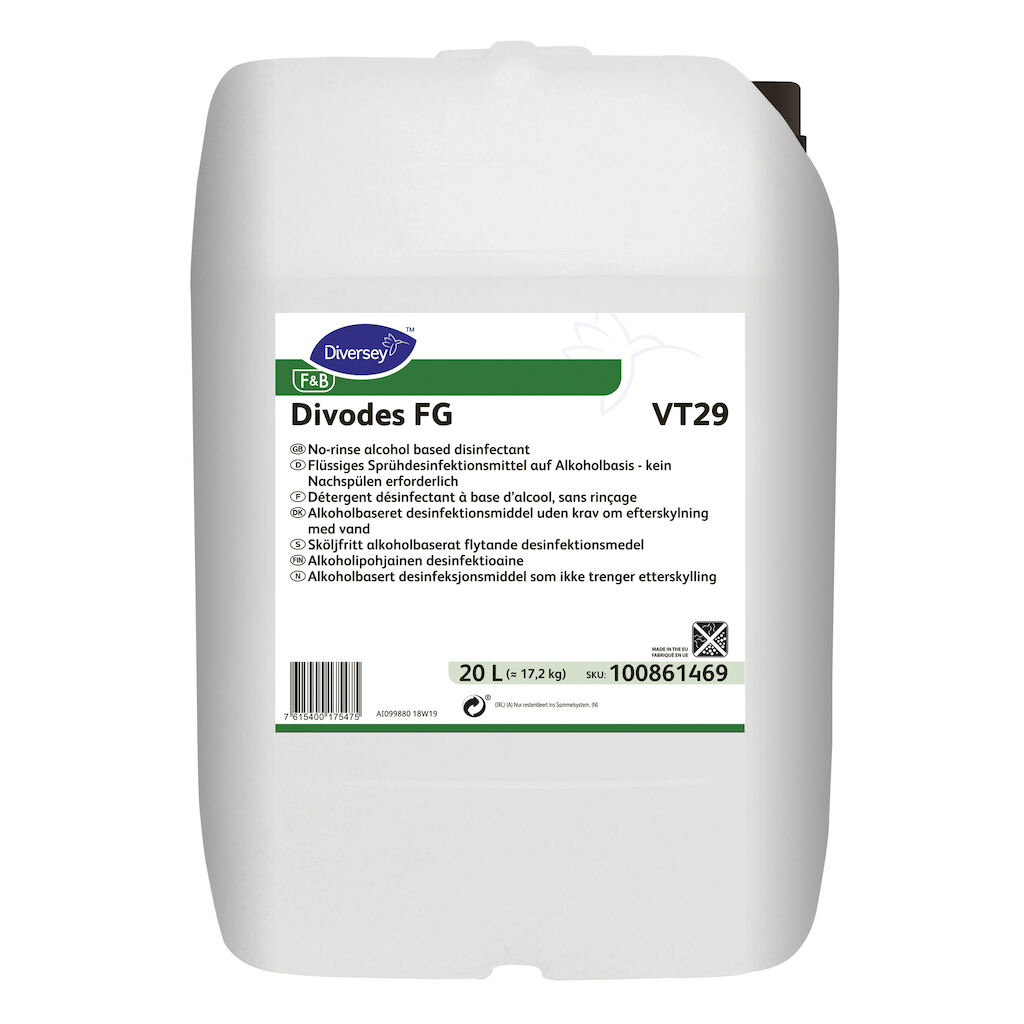 Divodes FG VT29 20L - Désinfectant à base d’alcool, sans rinçage
